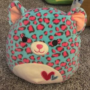 Squishmallows Teal and Pink Leopard Print Stuffed Animal